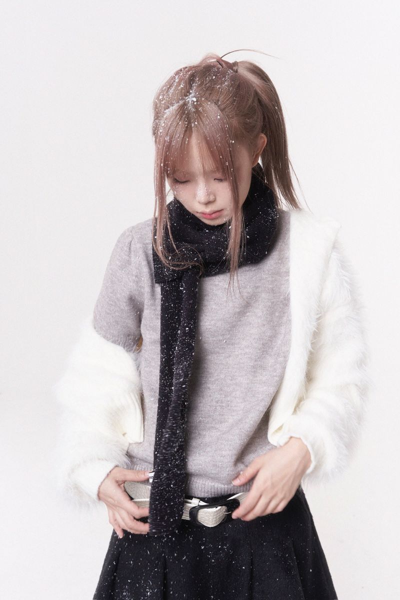 Mini ribbon muffler_black