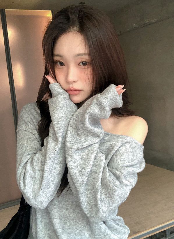 2WAY Button Slit One Shoulder Knit (3color)