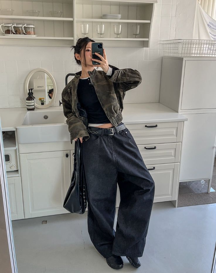 Camouflage Crop Rider Jacket
