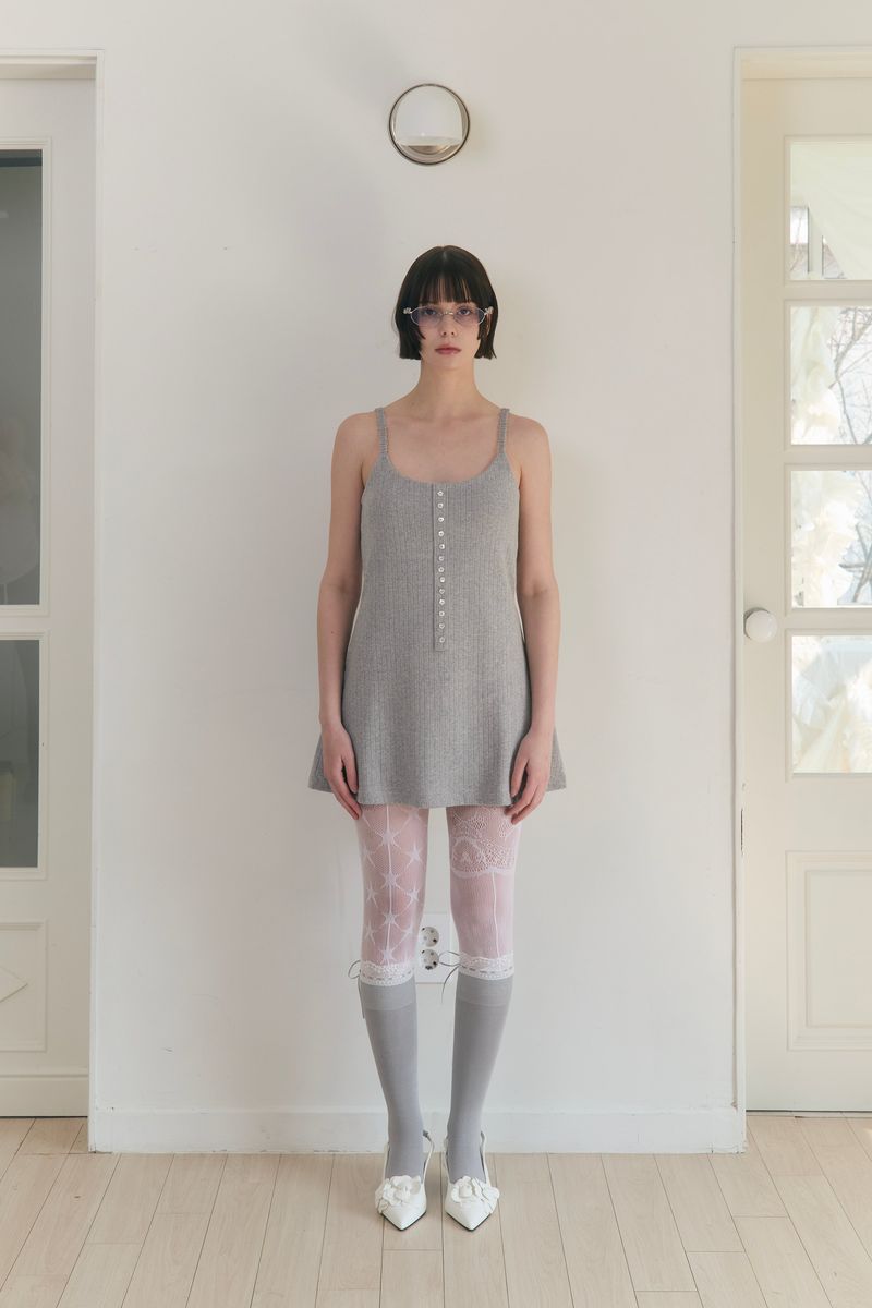 Sweet Dreams Button Mini Dress (Gray)