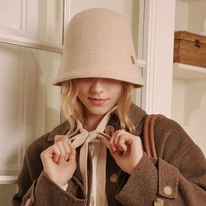 Basic Wool Knit Bonnet Hat (Beige)