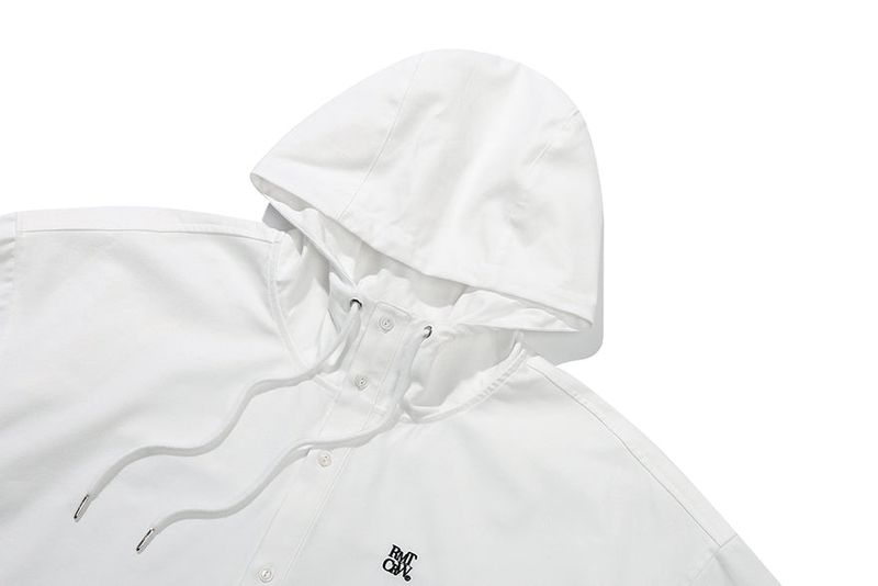 SIDE SLIT HOODIE SHIRT_WHITE