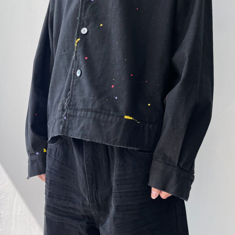 Colorful Paint Splatter Button Shirt