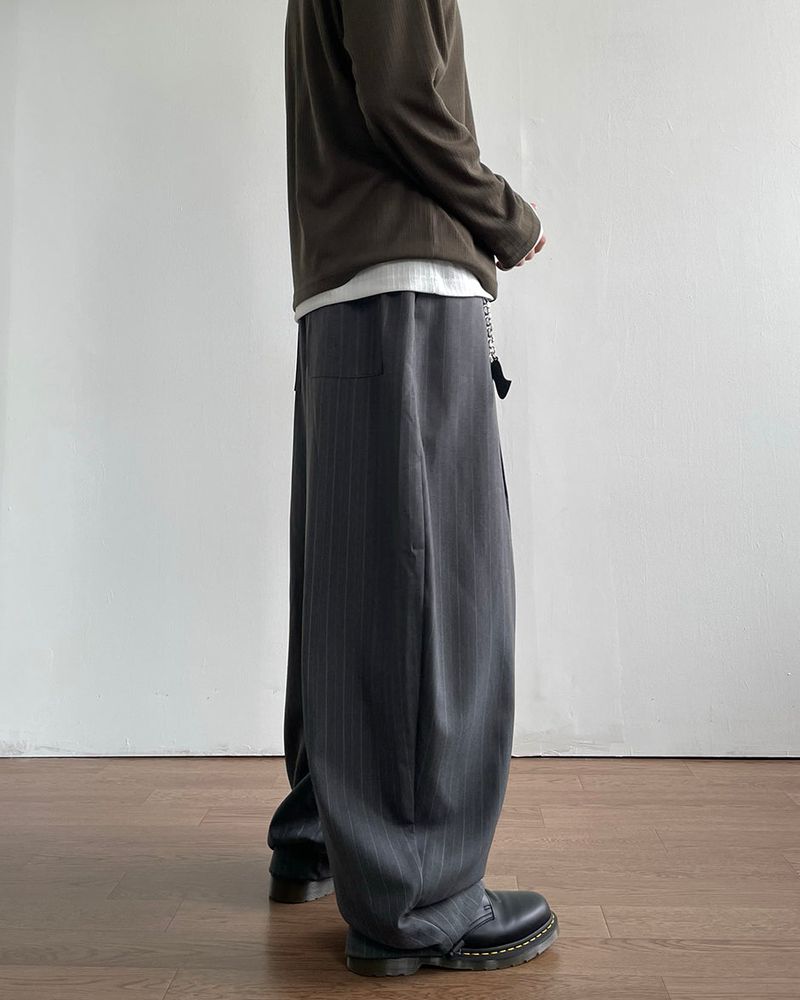 Drape Stripe Banding Slacks