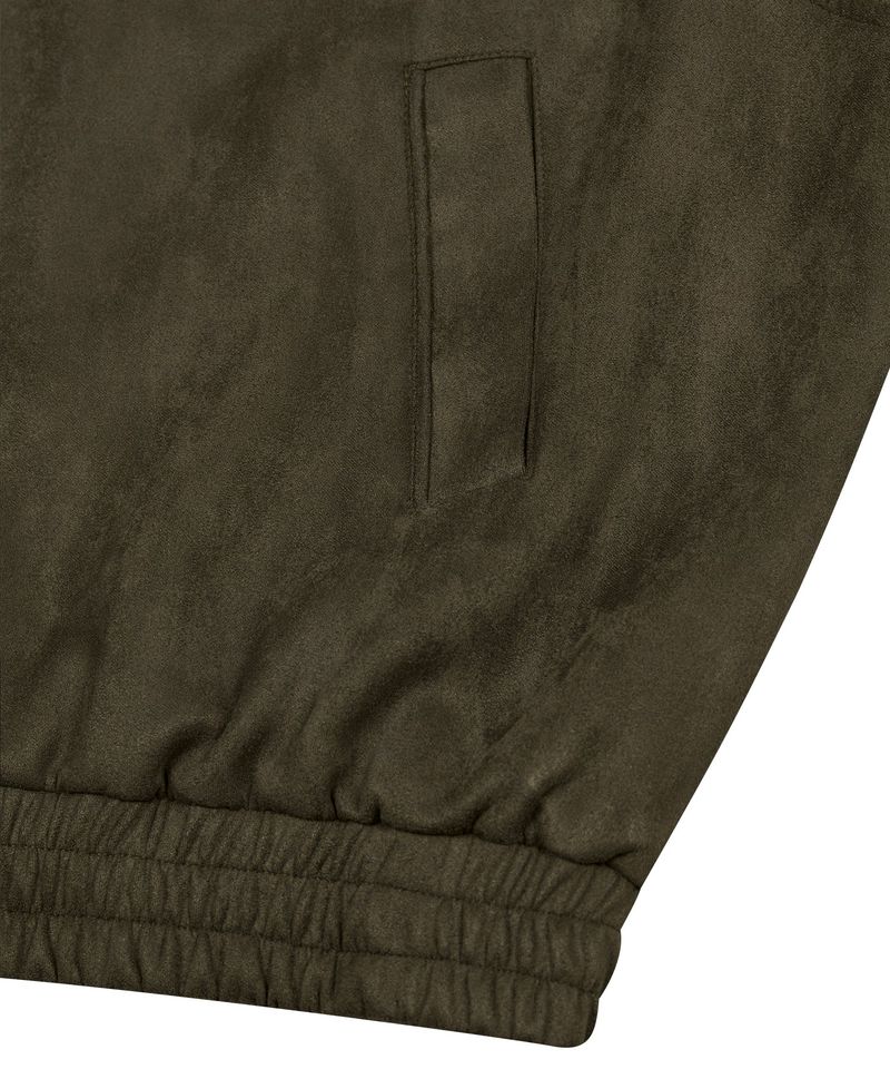 87-STAN031 [Vegan Suede] Voldest Stylish Line Varsity Suede Jacket Khaki