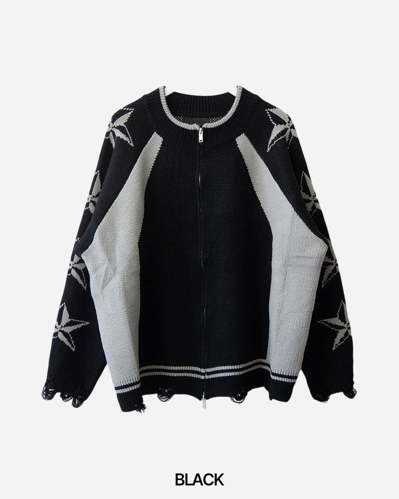 Star-printed Knitwear Zip-Up