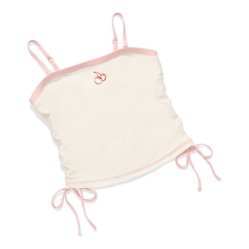 CHERRY SHIRRING SWIM BRA TOP [IVORY]