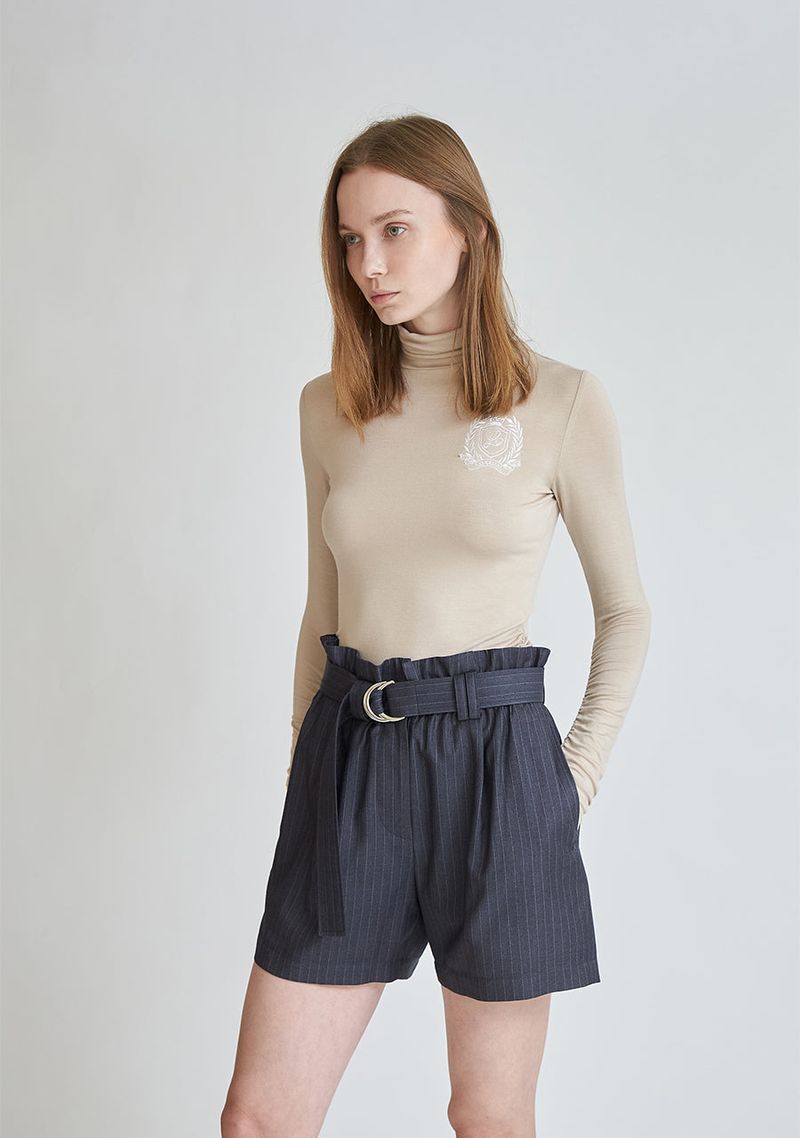 HIGH WAIST BELT BANDING HALF PANTS