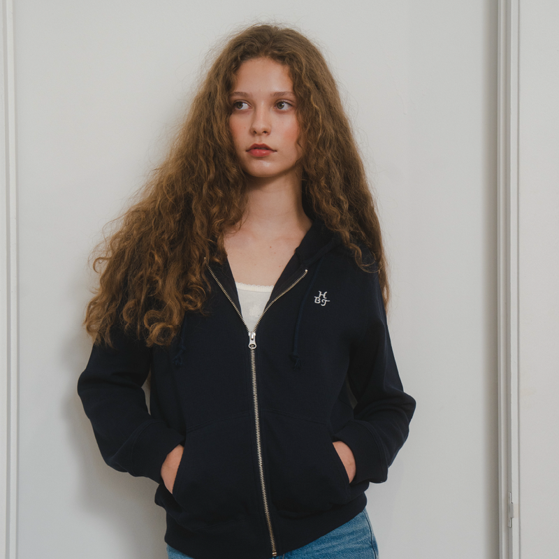 Waffle Hoodie Zipup (NAVY)