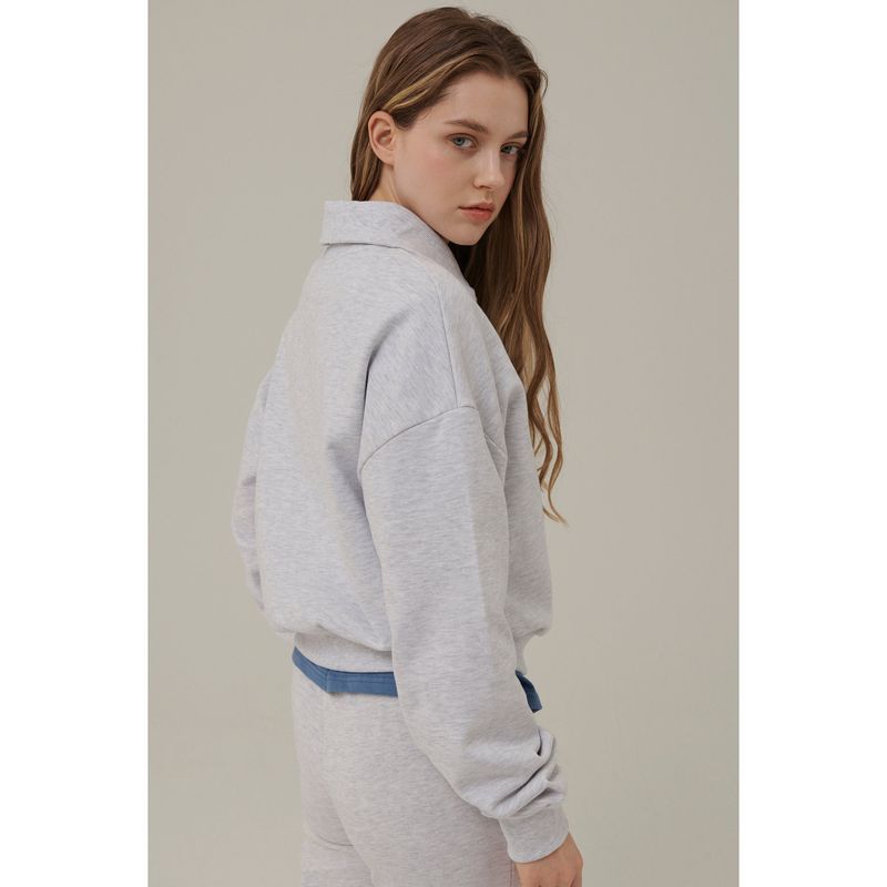 SMALL LOGO HALF ZIPUP SWEATSHIRT_WHITE MELANGE