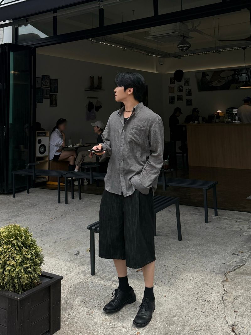 Mist checkered long sleeve shirt