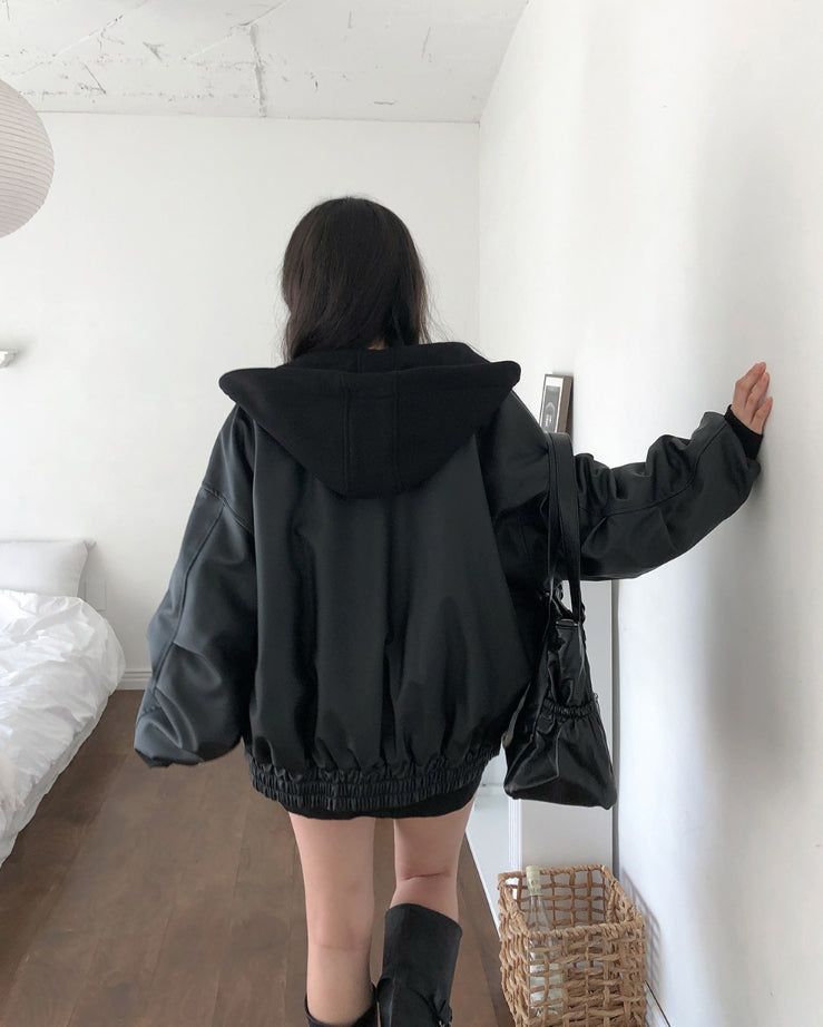 Meto Leather Hood Flight Jacket