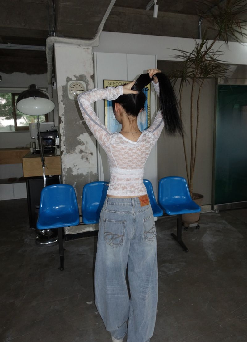 Sheer Lace Numbering Tee