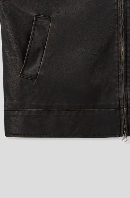 Mark Lettering Two Way Leather Jacket