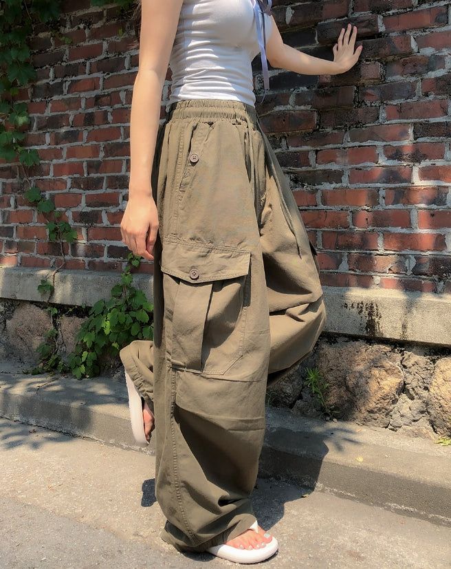 Russet Parachute Button Cargo Pants