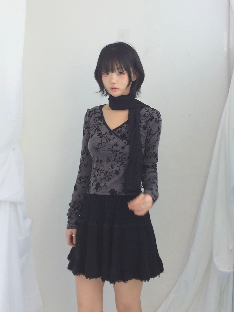 Floral cross-neck top
