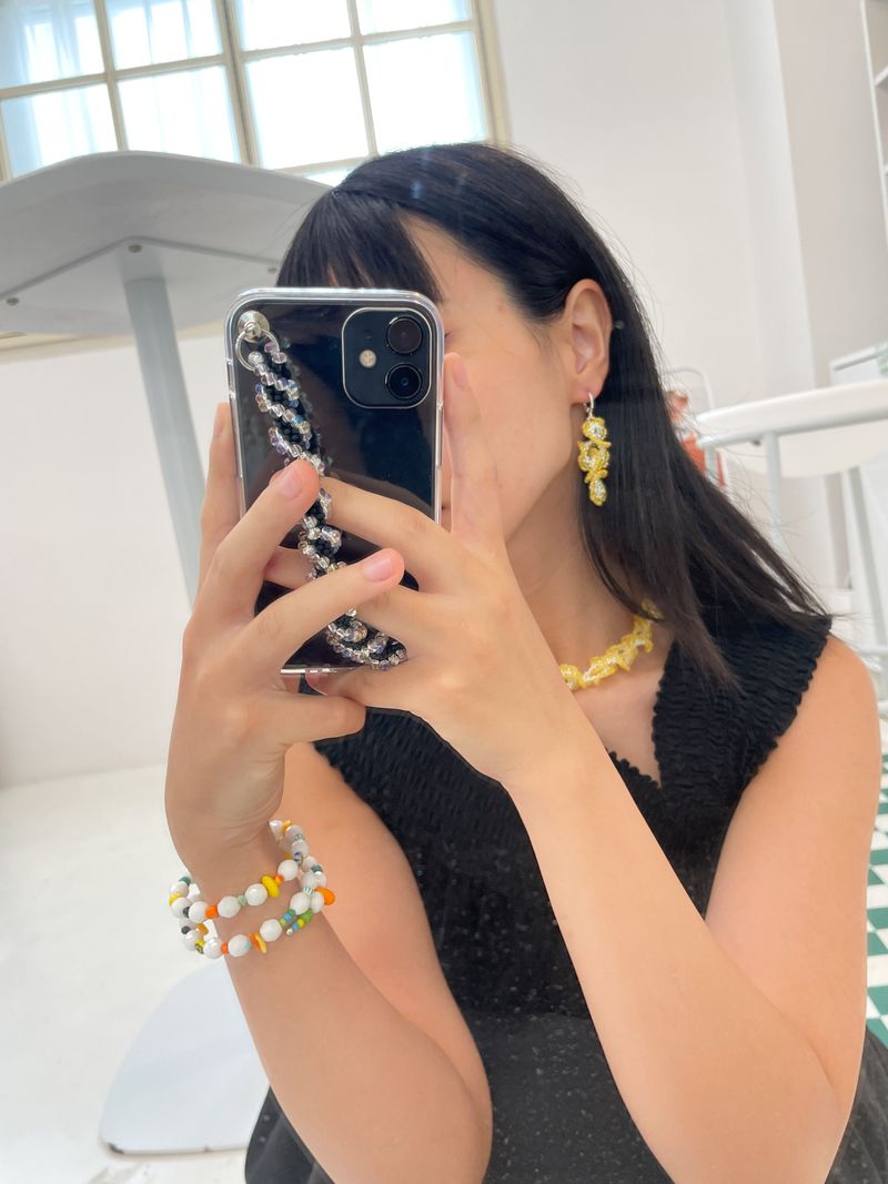 Bubble crochet phone case strap (black)