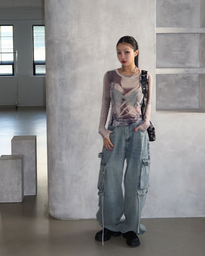 Corset See-Through Printed T-Shirt