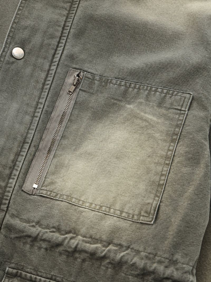 Washed High-Neck Field Jacket_Black