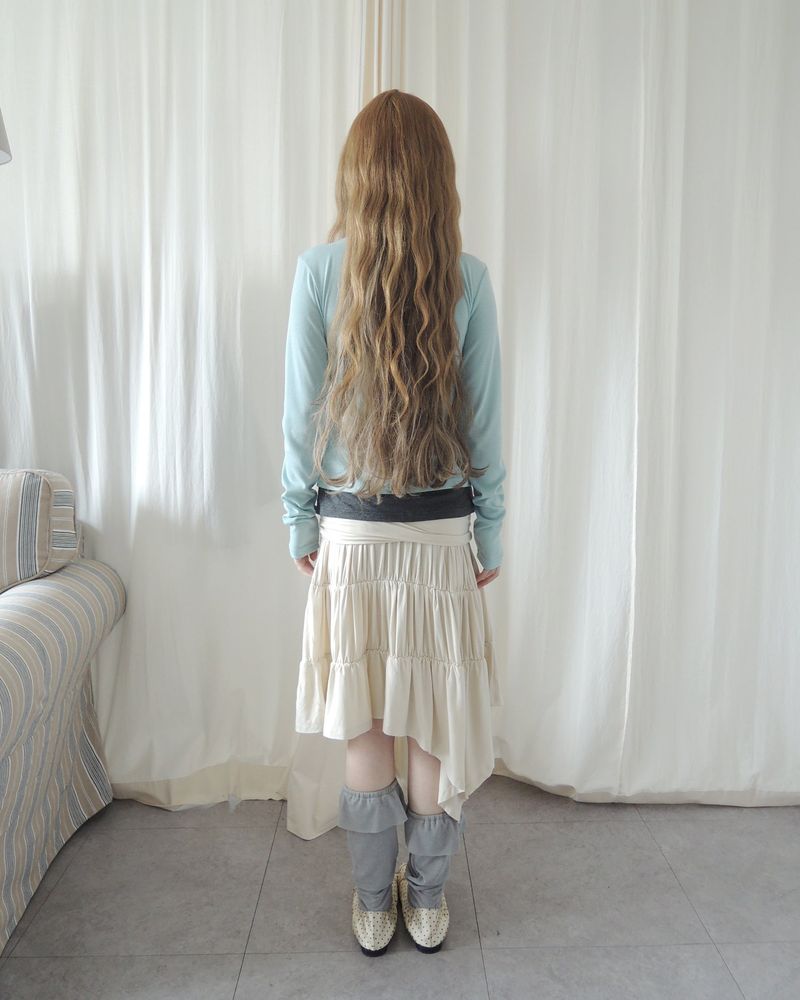 KHAN DRAPE SHIRRING UNBALANCED SKIRT