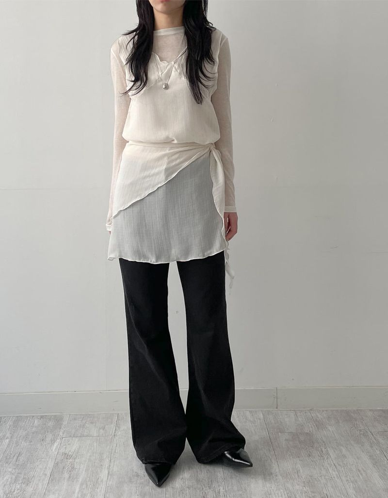 405 Cut-out Bootcut Wide Denim Pants