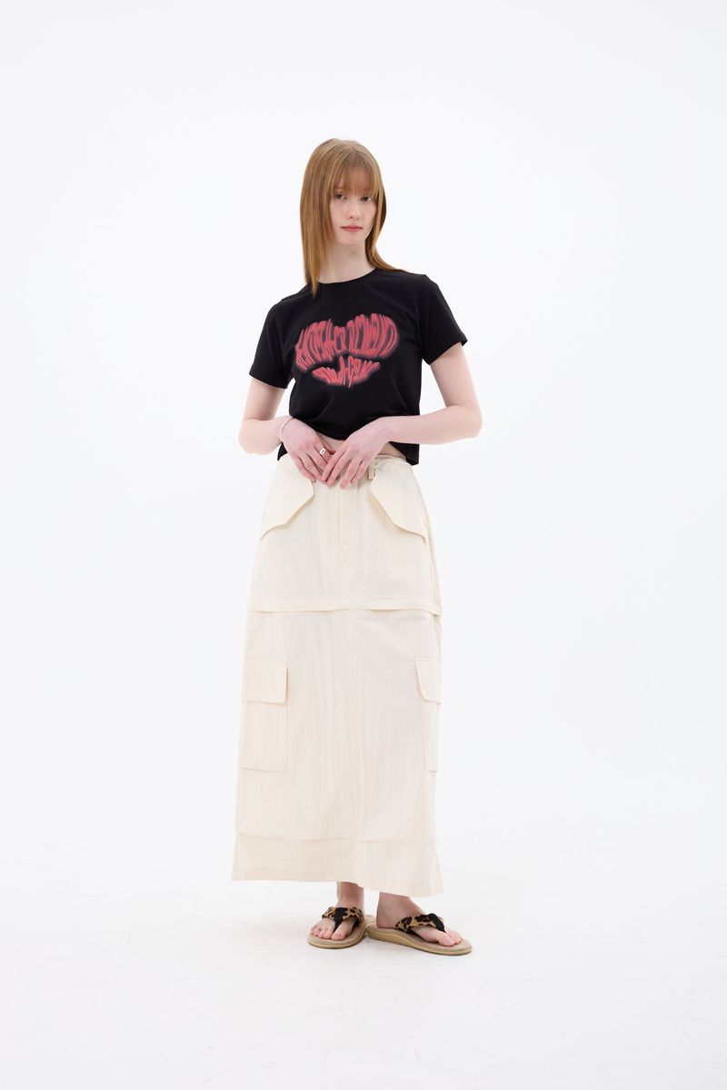 DOUBLE CUT CAGO SKIRT / IVORY