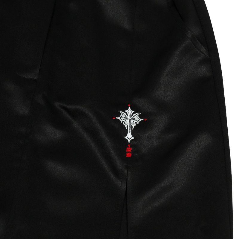 211-BUCKLE SATIN SLIT SKIRT