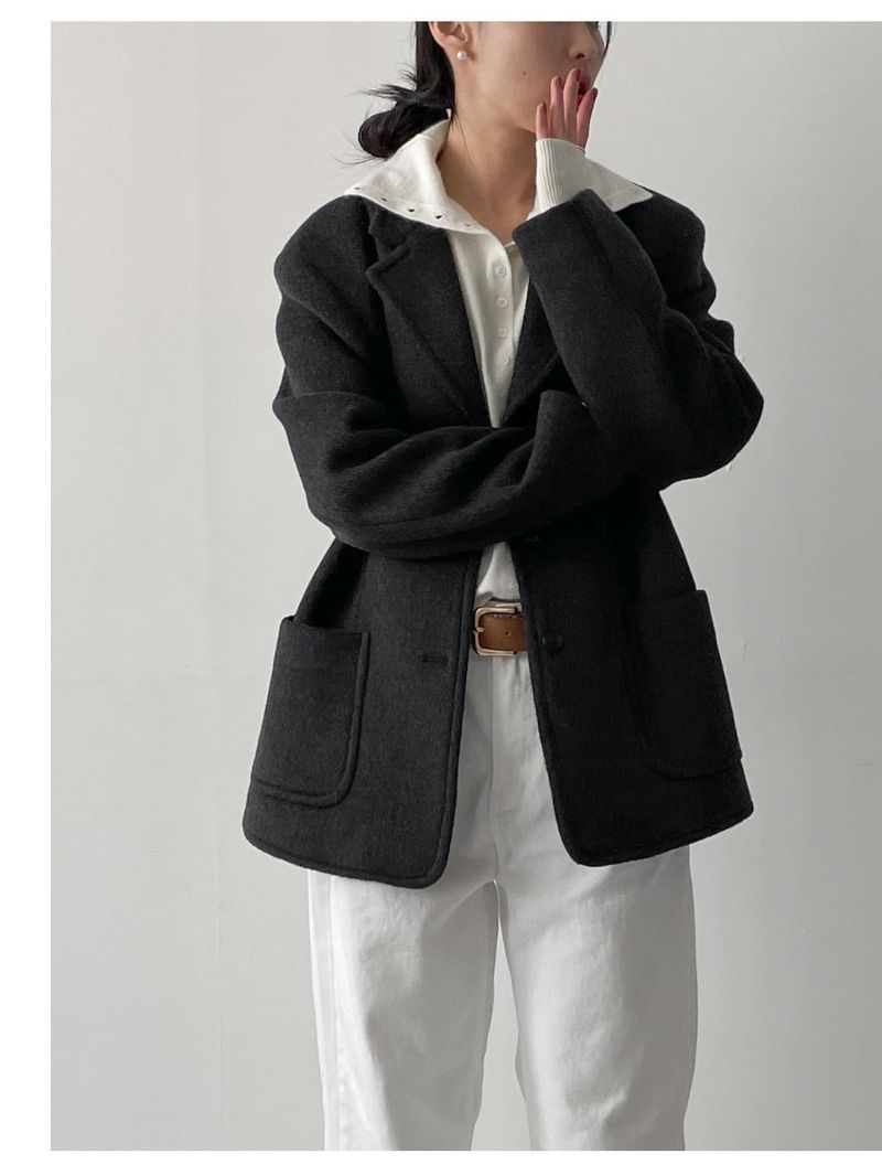 [wool90%] Heavy Wool Overfit Single Jacket