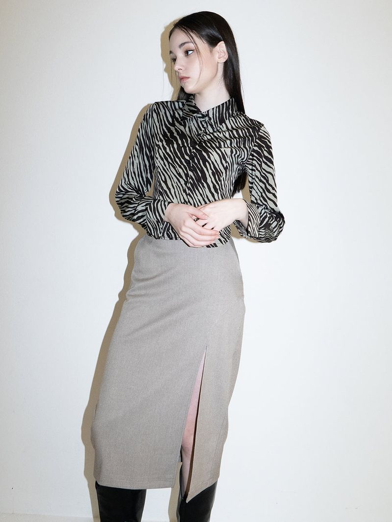 Zebra Silky Shirts (KHAKI)