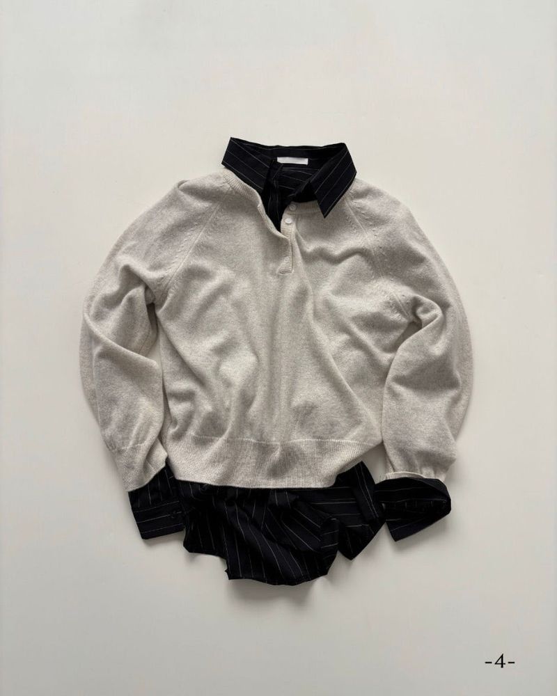Cash Henley Neck Raglan Knit