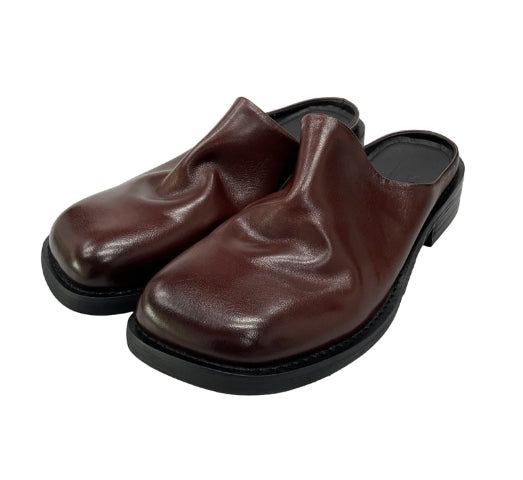 Wrinkle Leather Square Mule