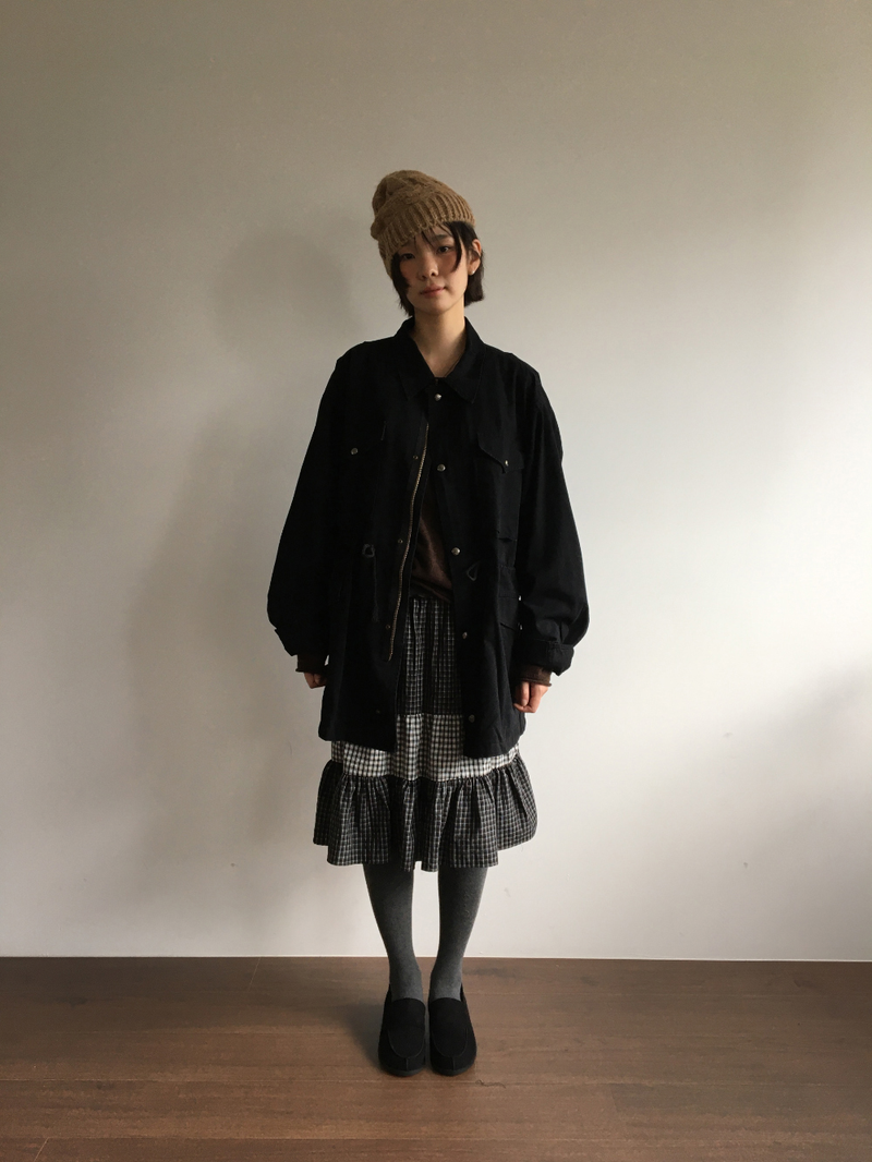Fold check skirt (3color)