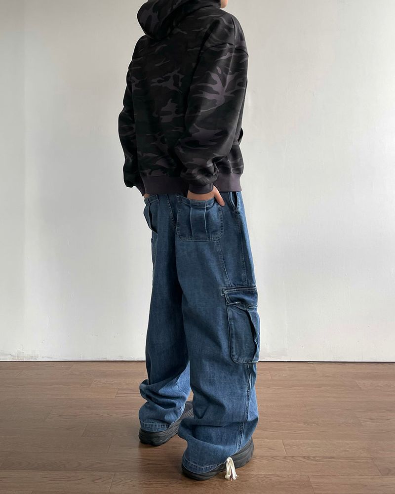 Stack cargo denim pants