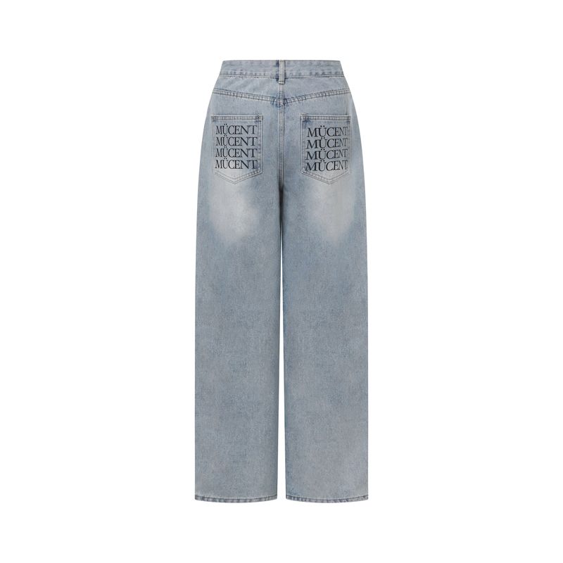 MUCENT(ムセント)の「NOVA BACK LETTERING WIDE DENIM PANTS(Pants)」