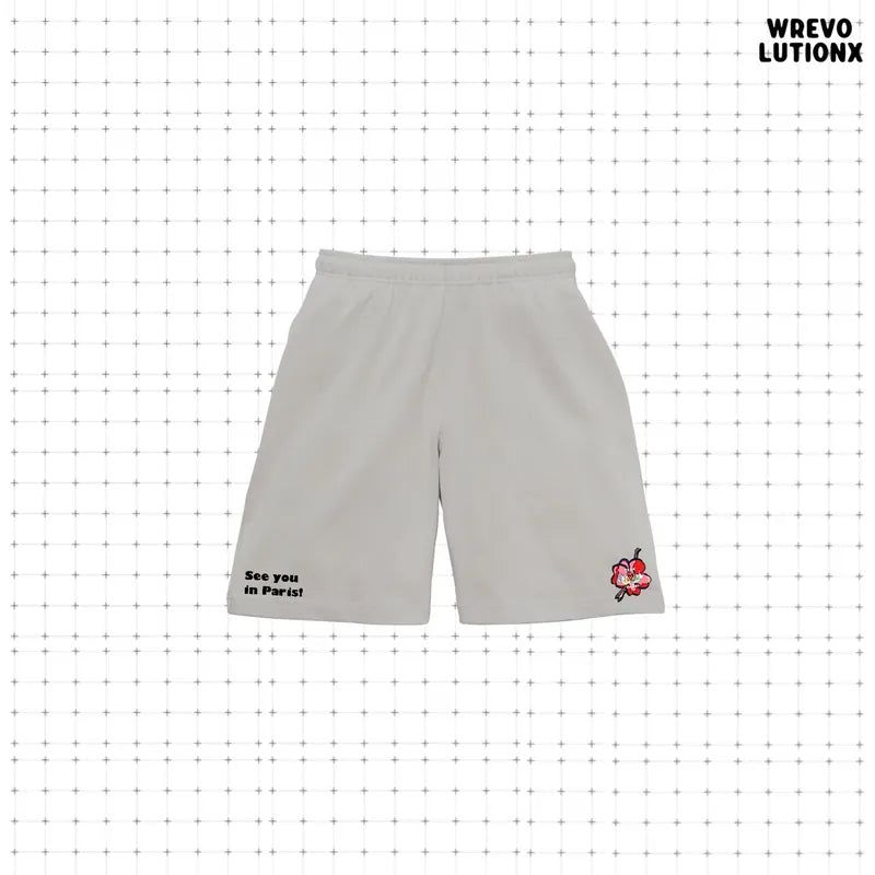 "See You in Paris" Classic Cotton Shorts (Gray)