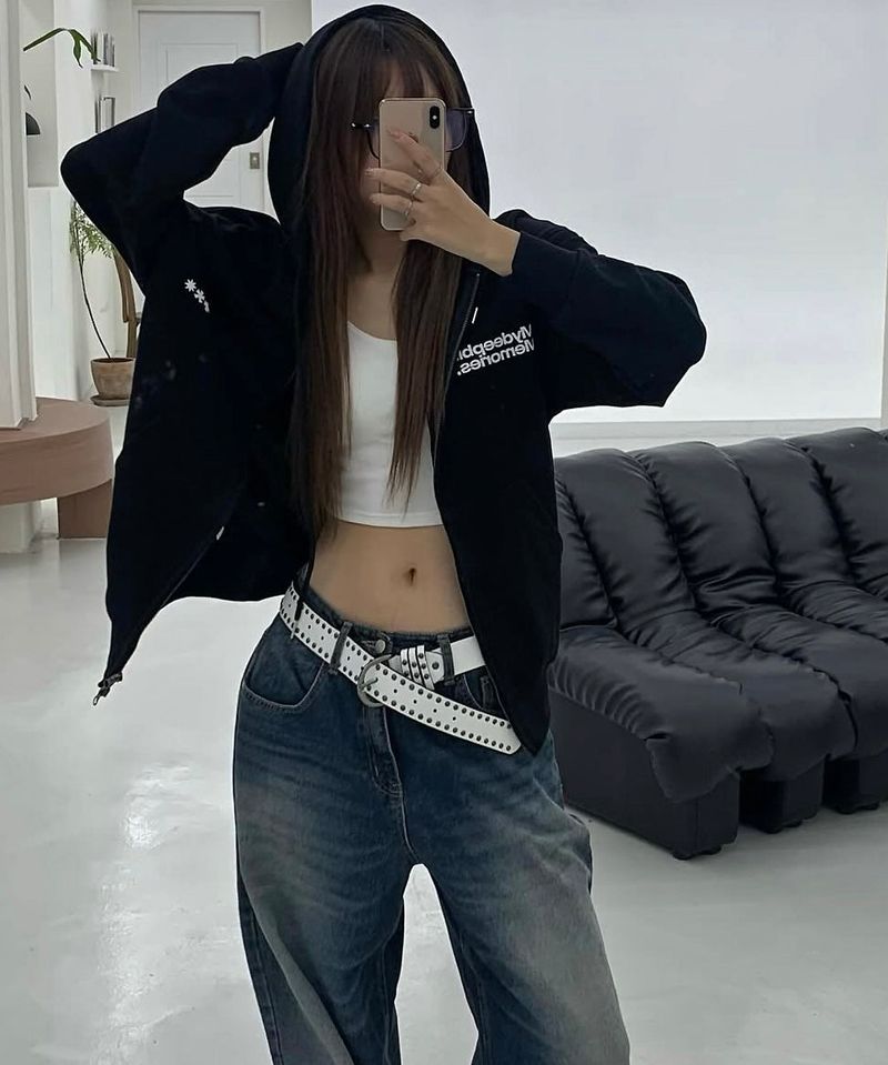 (zp) MM SYMBOL LOGO 2WAY ZIP-UP (BLACK)