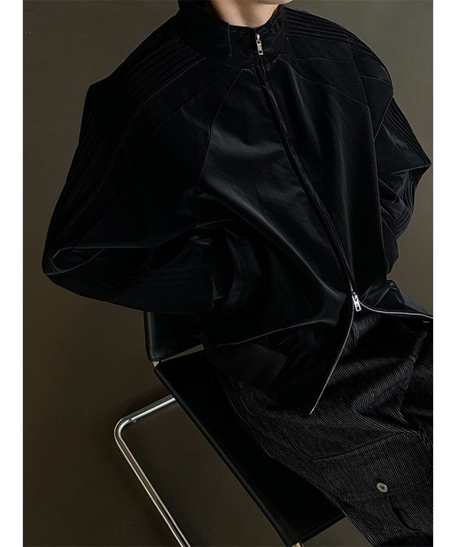 [Unisex] Glossy pleats blouson jacket(2color)