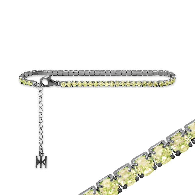 [S925] Lime Mini Tennis Bracelet (black silver)