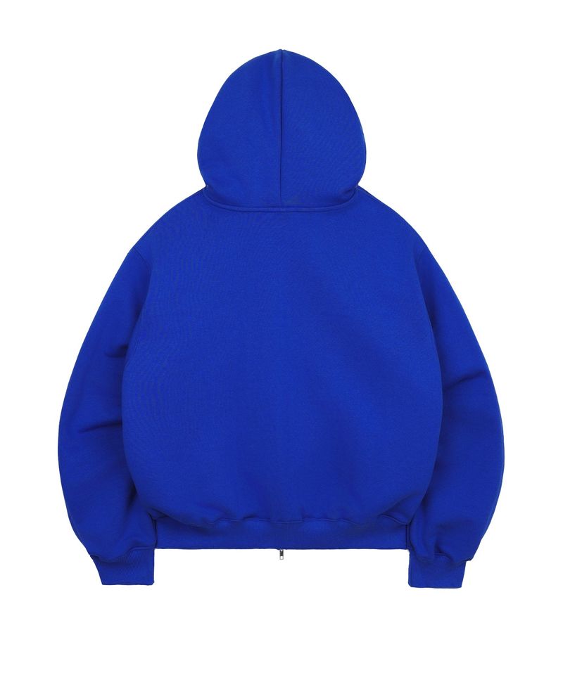 Star Lettering Patch Hoodie Zip-Up - Blue