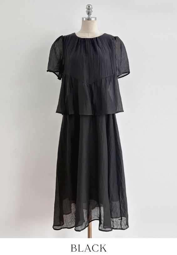 Pulson Ruffle Banding Wrinkle Layered One Piece