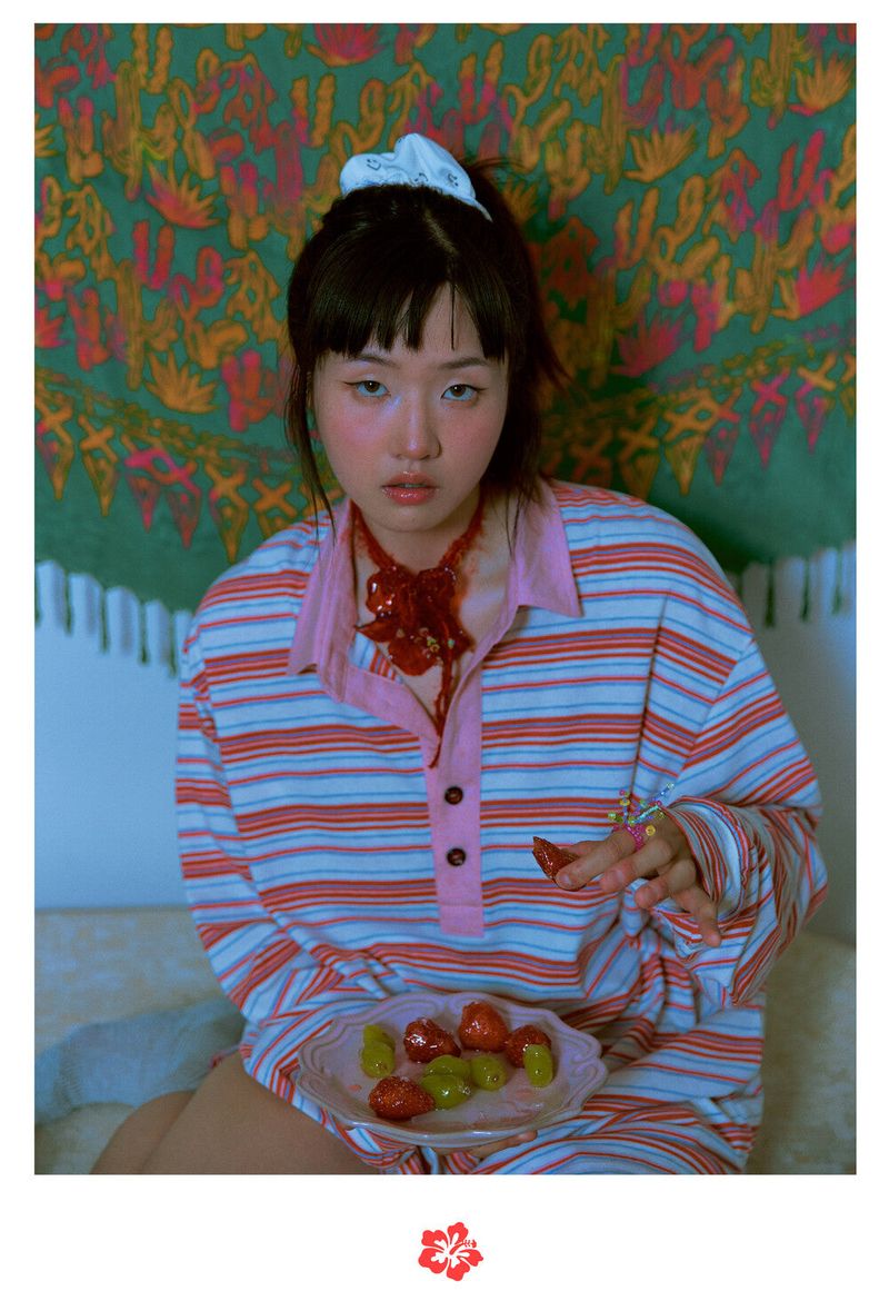 hibiscus stripe t-shirt red