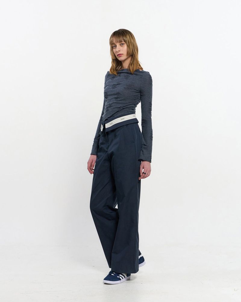 Fold Over Wide Slacks _ NAVY