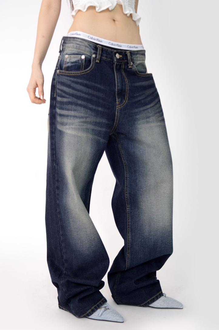 (UNISEX)fall blue denim pants