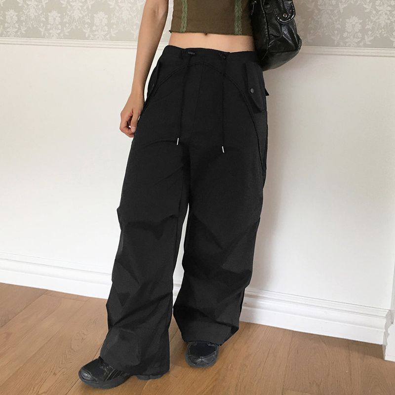Ronber Pocket String Slit Wide Two-Way Pants