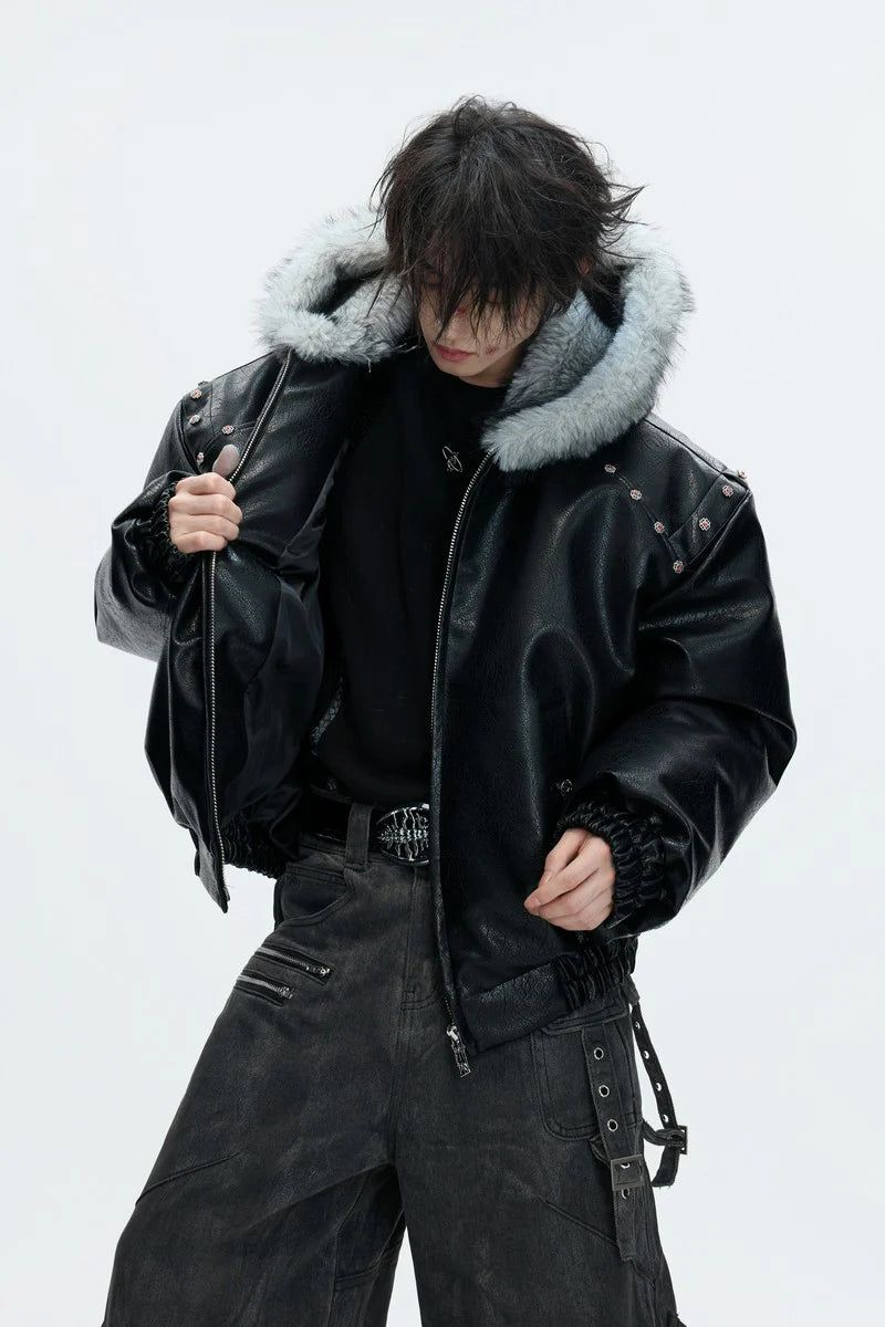 Argue Cultureの「Hooded Leather Puffer Jacket（Jackets/Outerwear）」