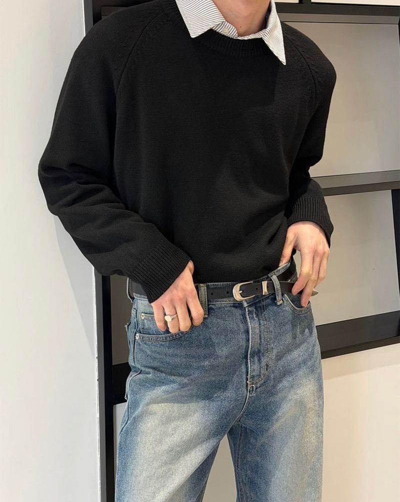 Crop round knit(5color)