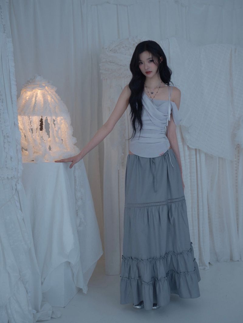 Glow Chiffon Shirred Sleeveless Blouse