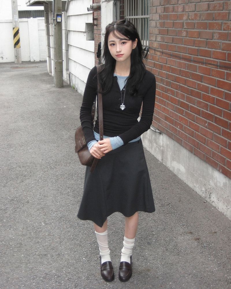 tart stripe button midi sk