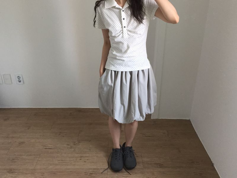 Shirring Dot Collar T-Shirt (3color)