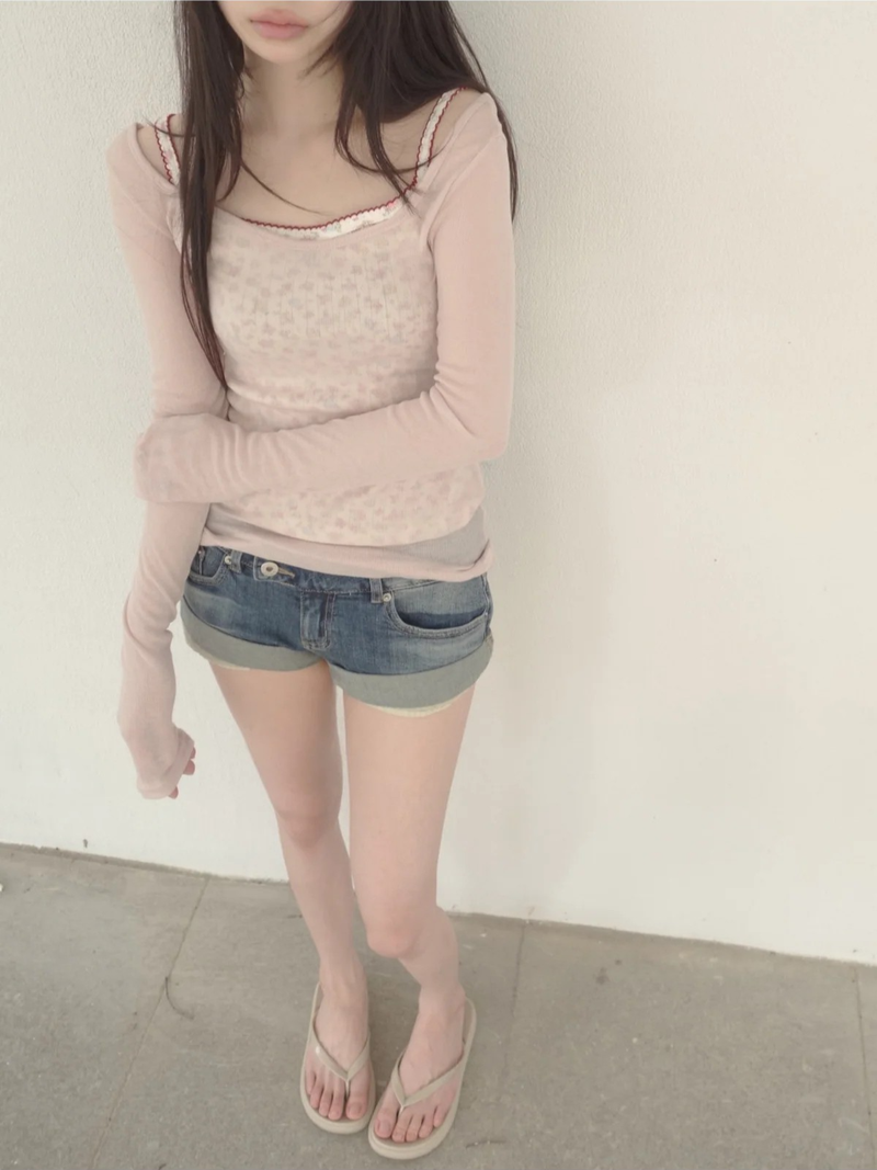 roll-up denim shorts